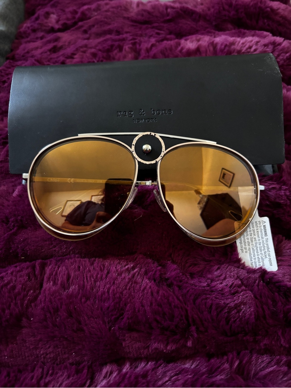 Nwt chloe rose gold Aviator Sunglasses - rag and bone case